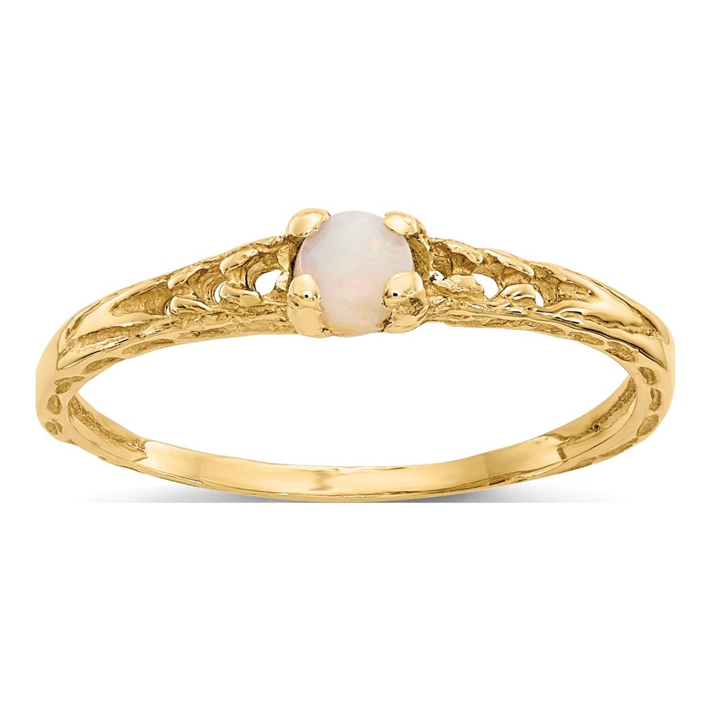 14K Yellow Gold Opal Birthstone for Girls Ring
