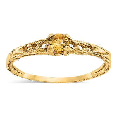 14K Yellow Gold Citrine Baby Ring