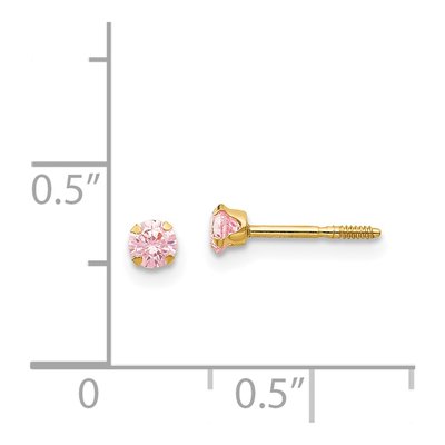 14K Yellow Gold 3mm Round CZ Screwback Stud Earrings – view 5