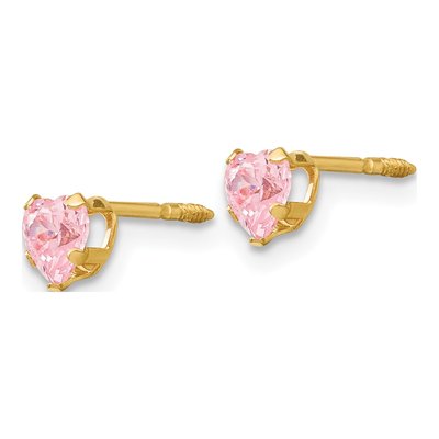 14K Yellow Gold 4mm CZ Heart Stud Earrings – view 3