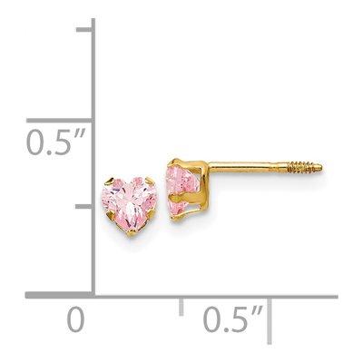 14K Yellow Gold 4mm CZ Heart Stud Earrings – view 5