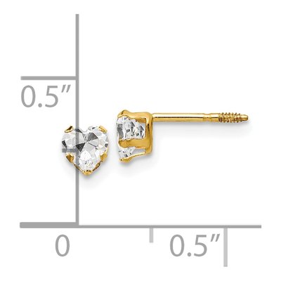 14K Yellow Gold 4mm CZ Heart for Kids Stud Earrings – view 4