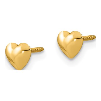 14K Yellow Gold Heart for Kids Stud Earrings – view 3