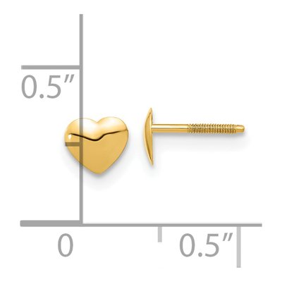 14K Yellow Gold Heart for Kids Stud Earrings – view 4