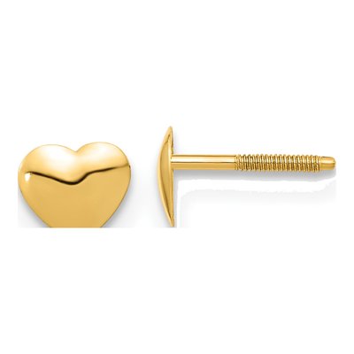 14K Yellow Gold Heart for Kids Stud Earrings