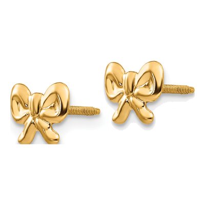 14K Yellow Gold Bow Screwback Stud Earrings – view 3