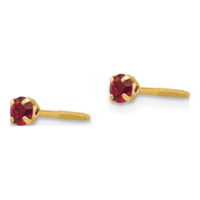14K Yellow Gold January Birthstone Screwback Stud Earrings – view 2