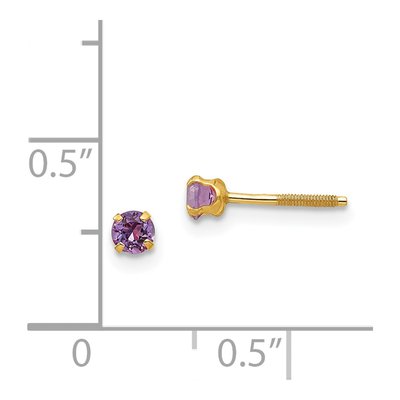 14K Yellow Gold Girls' February Birthstone Stud Earrings – view 5