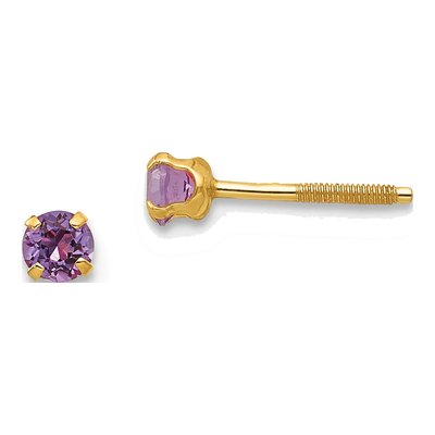 14K Yellow Gold Girls' February Birthstone Stud Earrings
