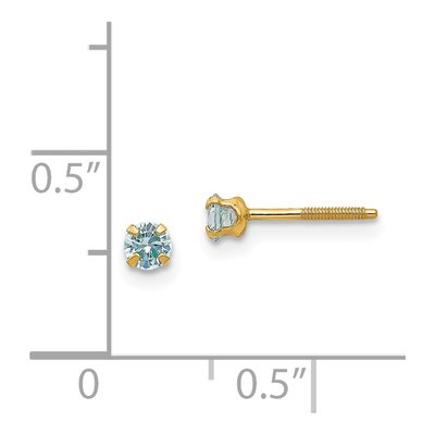 14K Yellow Gold March Birthstone for Girls Stud Earrings – view 5