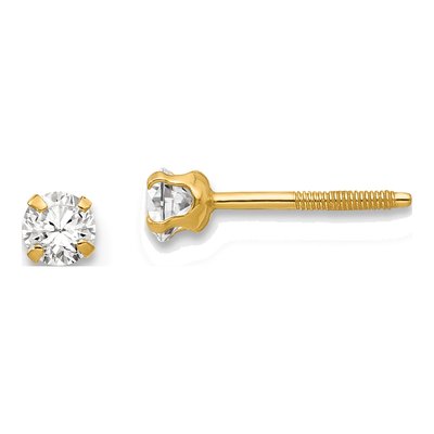 14K Yellow Gold April Birthstone Screwback Stud Earrings