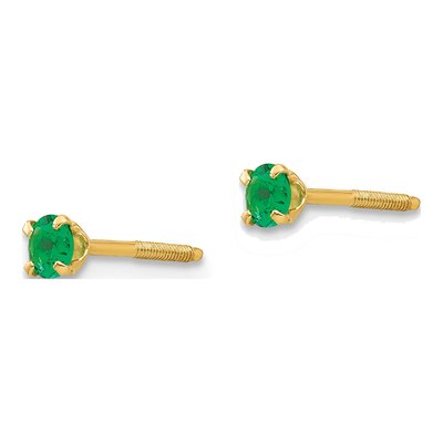 14K Yellow Gold May Birthstone Screwback Stud Earrings – view 3