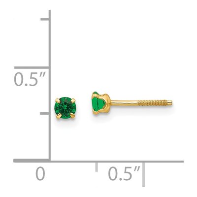 14K Yellow Gold May Birthstone Screwback Stud Earrings – view 5