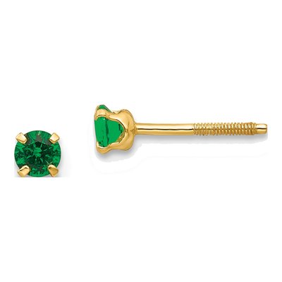 14K Yellow Gold May Birthstone Screwback Stud Earrings