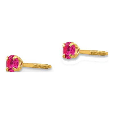14K Yellow Gold July Birthstone Stud Earrings – view 3
