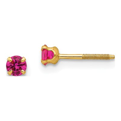 14K Yellow Gold July Birthstone Stud Earrings
