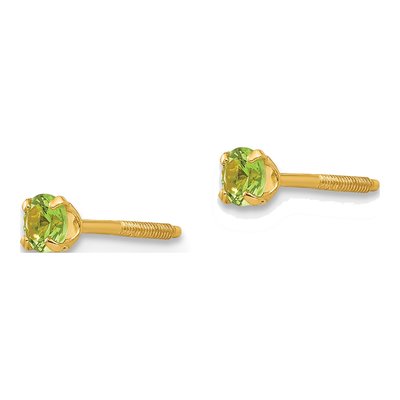 14K Yellow Gold August Birthstone Stud Earrings – view 3