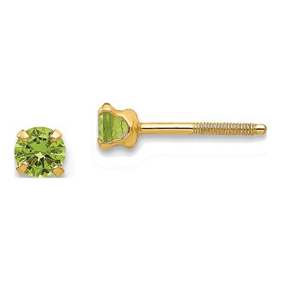14K Yellow Gold August Birthstone Stud Earrings