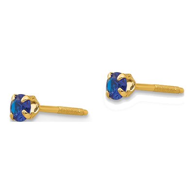 14K Yellow Gold Girls' September Birthstone Stud Earrings – view 3