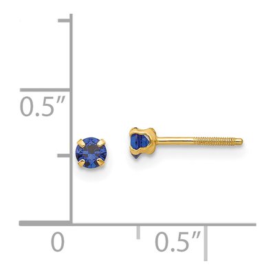 14K Yellow Gold Girls' September Birthstone Stud Earrings – view 5