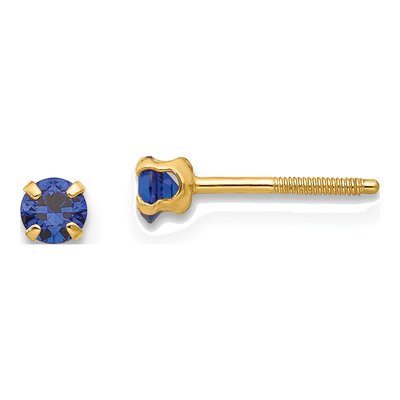 14K Yellow Gold Girls' September Birthstone Stud Earrings