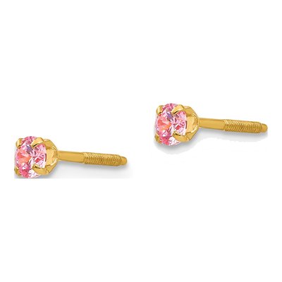 14K Yellow Gold October Birthstone Screwback Stud Earrings – view 3