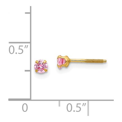 14K Yellow Gold October Birthstone Screwback Stud Earrings – view 5