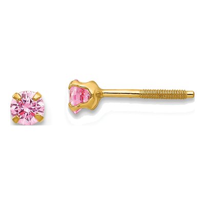 14K Yellow Gold October Birthstone Screwback Stud Earrings