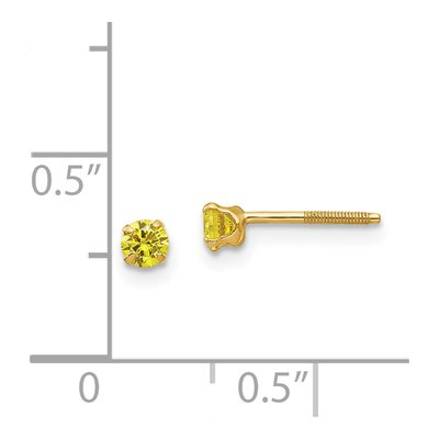 14K Yellow Gold Girls' November Birthstone Stud Earrings – view 5