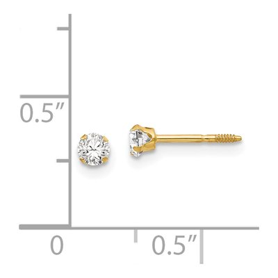 14K Yellow Gold 3mm Round CZ Stud Earrings – view 5