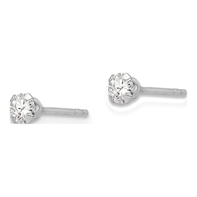 14K White Gold 3mm Round CZ for Girls Stud Earrings – view 3
