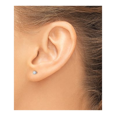 14K White Gold 3mm Round CZ for Girls Stud Earrings – view 4