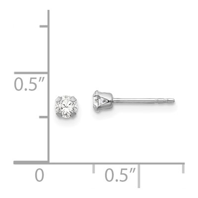 14K White Gold 3mm Round CZ for Girls Stud Earrings – view 5