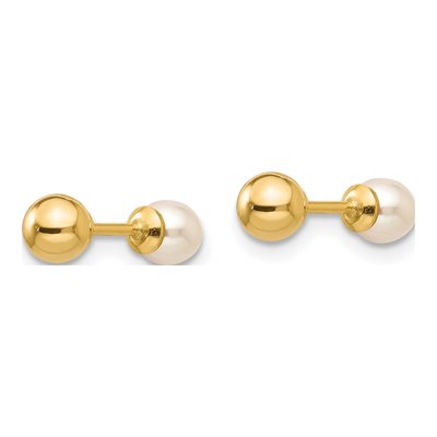 14K Yellow Gold Freshwater Cultured Pearl Reversible Screwback Stud Earrings – view 4