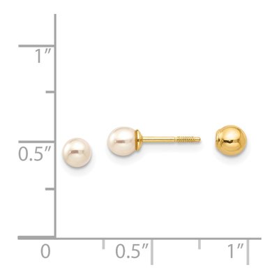 14K Yellow Gold Freshwater Cultured Pearl Reversible Screwback Stud Earrings – view 5