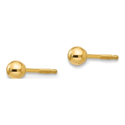 14K Yellow Gold Ball Screwback Stud Earrings – view 3