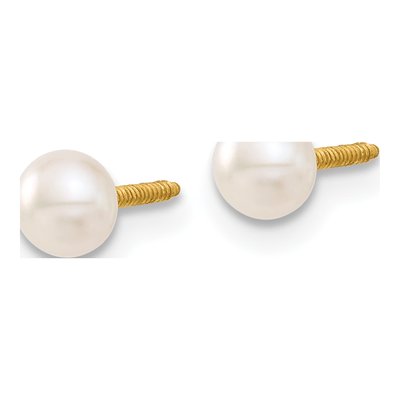 14K Yellow Gold Freshwater Cultured Pearl Screwback Stud Earrings – view 2