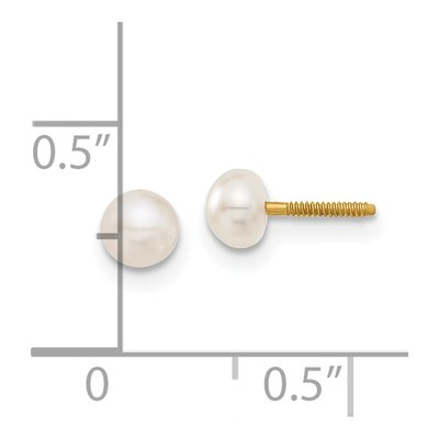 14K Yellow Gold Freshwater Cultured Pearl Screwback Stud Earrings – view 4