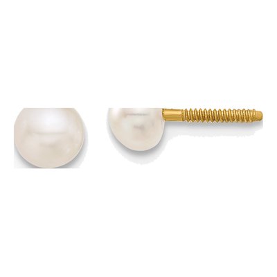 14K Yellow Gold Freshwater Cultured Pearl Screwback Stud Earrings