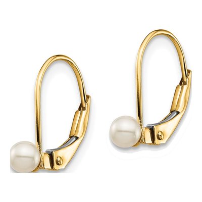 14K Yellow Gold Freshwater Cultured Pearl Girls' Leverback Earrings – view 2