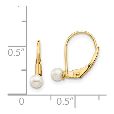 14K Yellow Gold Freshwater Cultured Pearl Girls' Leverback Earrings – view 4