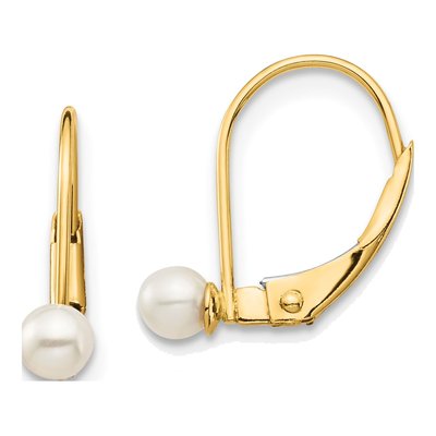 14K Yellow Gold Freshwater Cultured Pearl Girls' Leverback Earrings