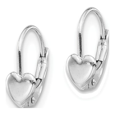 14K White Gold Heart Leverback Earrings – view 3