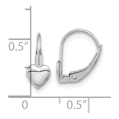 14K White Gold Heart Leverback Earrings – view 5