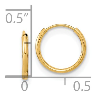 14K Yellow Gold 9mm Endless Hoop Earrings – view 4