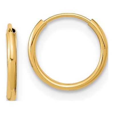 14K Yellow Gold 9mm Endless Hoop Earrings