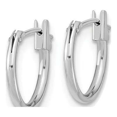 14K White Gold 11mm Hoop Earrings – view 2