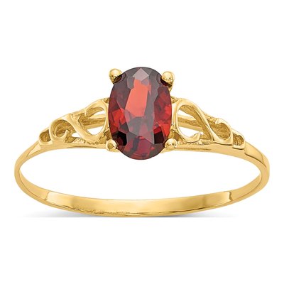 14K Yellow Gold Girls' Garnet Birthstone Ring