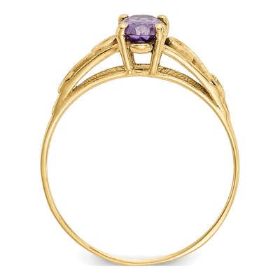 14K Yellow Gold Girls' Amethyst Birthstone Ring – view 2