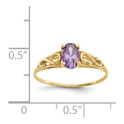 14K Yellow Gold Girls' Amethyst Birthstone Ring – view 3
